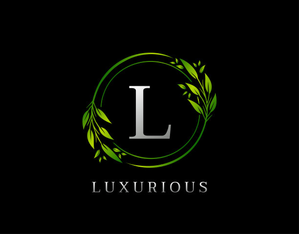 圈绿叶L标志图标。图片下载