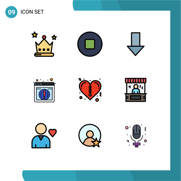 用户界面包9基本填充线平图片下载