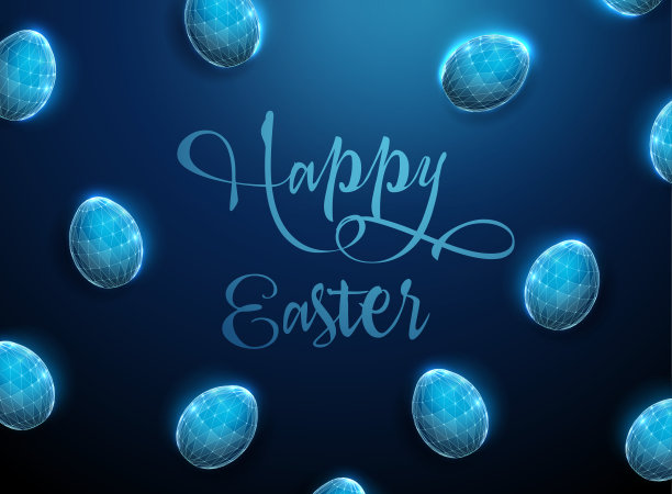 抽象几何背景与低多边形复活节彩蛋。图片下载