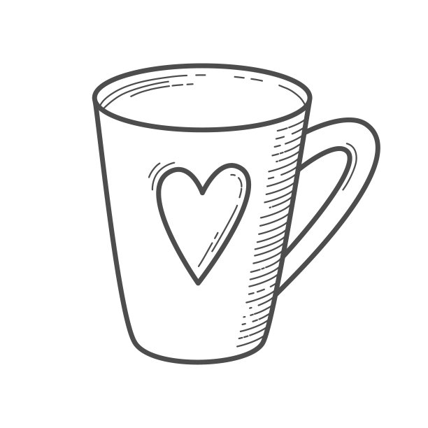 单色杯与心的图标图片下载