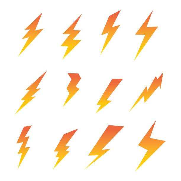 雷电和闪电闪电图标设置图片下载