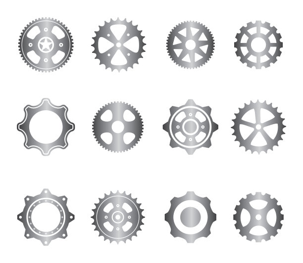 齿轮图标设置，齿轮矢量插图上的白色背景。图片下载