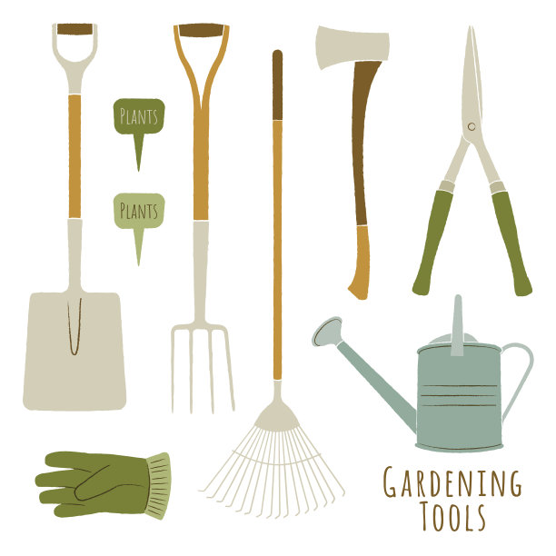 园艺工具矢量，园艺设备图片下载