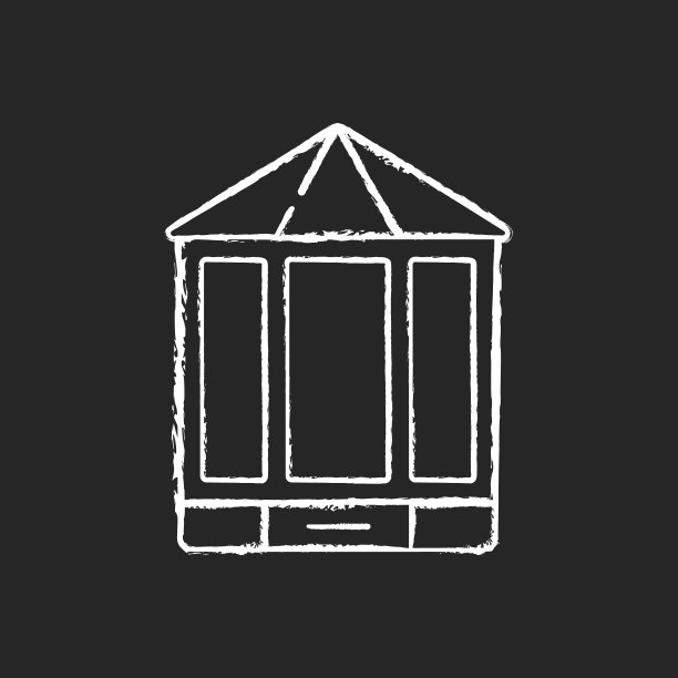 海湾和弓形窗户粉笔白色图标上的黑色背景图片下载