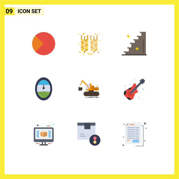 设置9个现代的UI图标符号标志的电梯图片下载