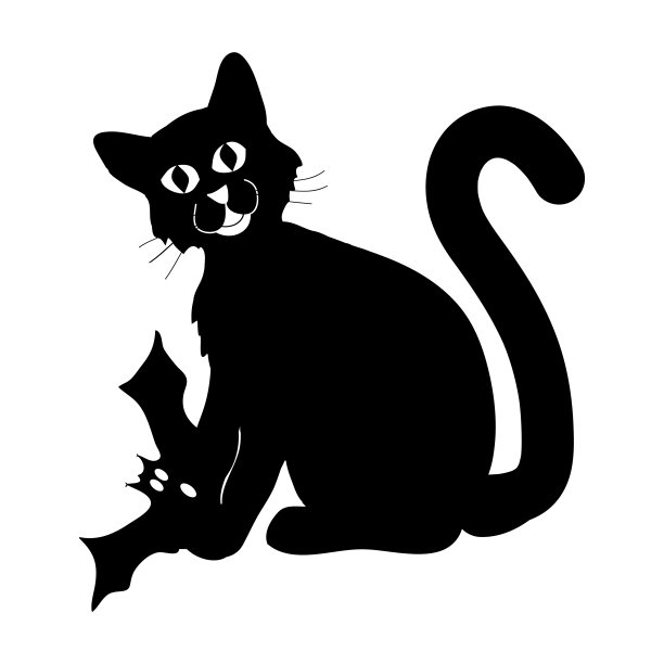 猫剪影图标符号设计。矢量插图孤立在白色背景图片下载