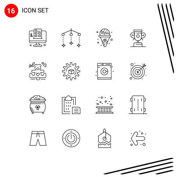 象形图设置16个简单的轮廓图片下载