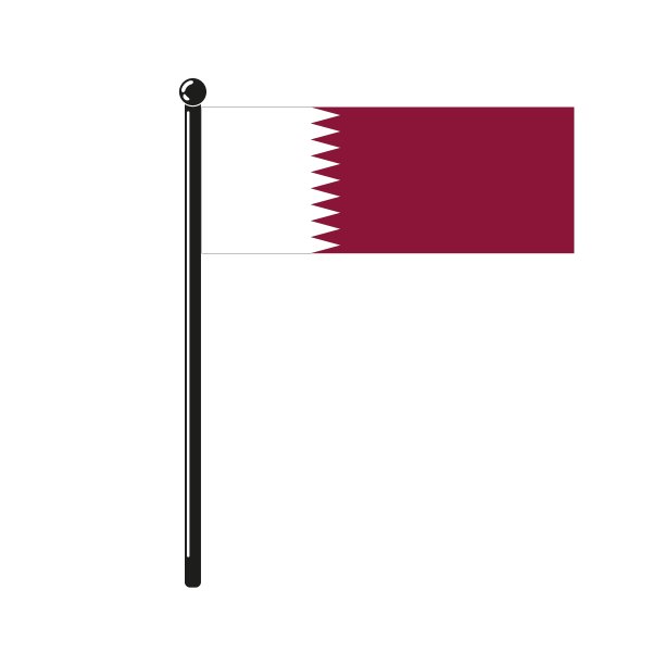 旗杆上印有卡塔尔国旗图片下载
