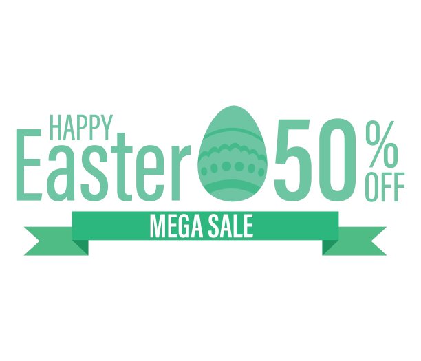 复活节销售旗帜与彩色绘制复活节彩蛋。白色背景的复活节彩蛋。矢量插图的节日贺卡。图片下载