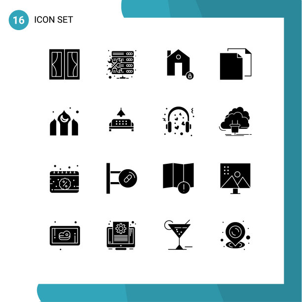 16固体字形概念的网站移动和图片下载