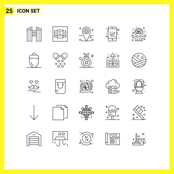 为橡子设置25个现代UI图标符号图片下载