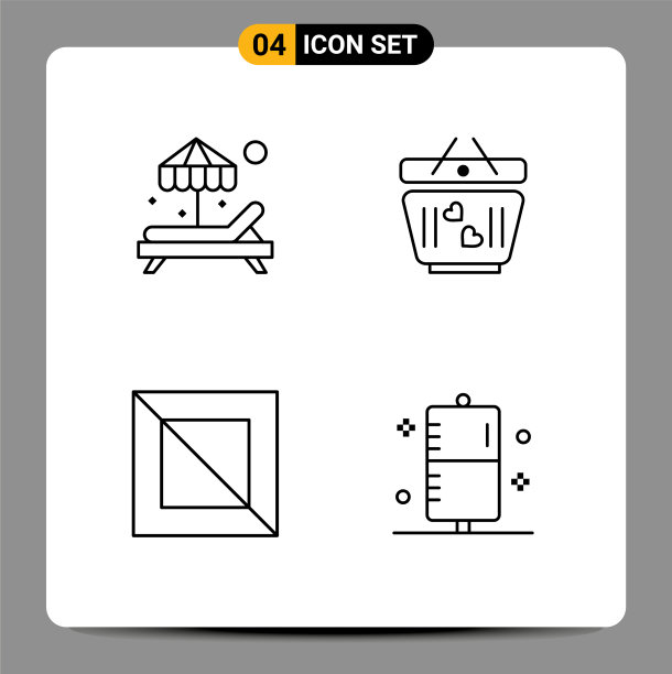线包海滩4个通用符号图片下载