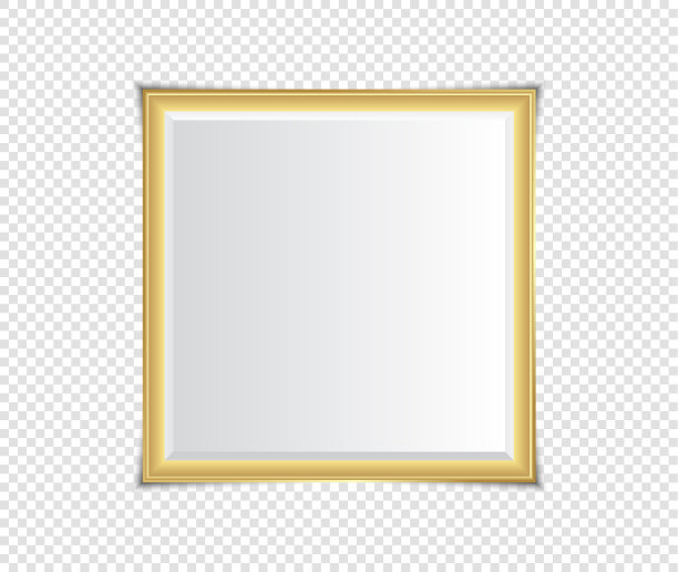 金色闪亮发光的框架与阴影孤立在透明的背景。黄金豪华复古风格写实边框，照片，横幅。插图——向量图片下载