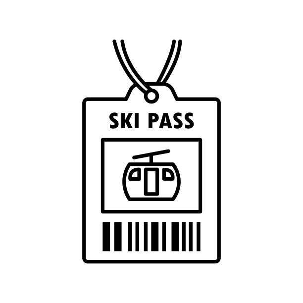 滑雪通道设计图标上的白色背景。滑雪板健康度假村标志。冬季运动的概念。矢量图图片下载