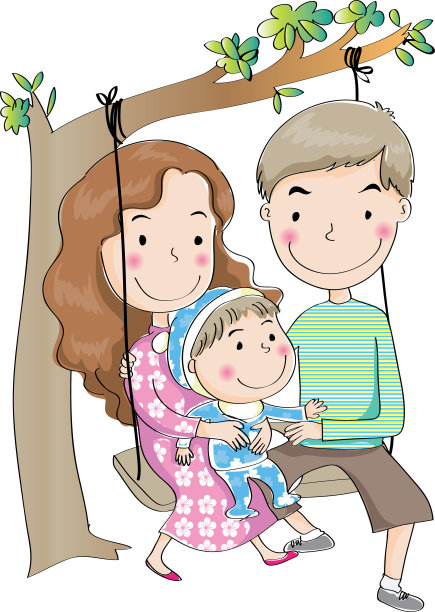 矢量卡通家庭与心脏形状图片下载