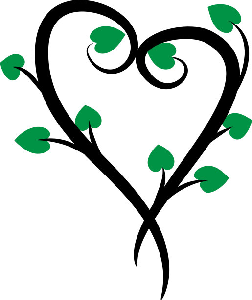 矢量叶和植物心形设计图标标志图片下载