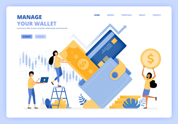 人们通过计划开支、银行债务、投资、购买和财务知识来管理他们的钱包。可用于登陆页面模板ui ux web手机应用海报横幅网站传单广告图片下载