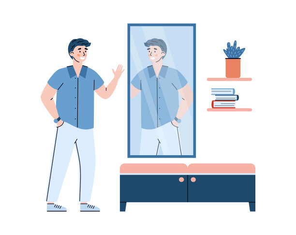 自恋的年轻人，有积极的自我评价，接受和尊重。图片下载