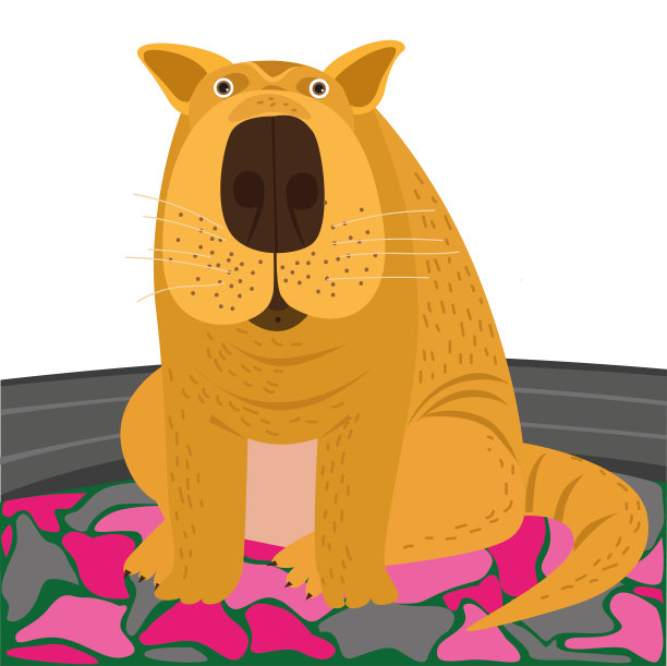 一只沙皮狗正坐在宠物床上图片下载