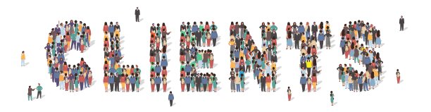 一大群人站在一起形成客户字，平面矢量插图。客户服务。业务。图片下载