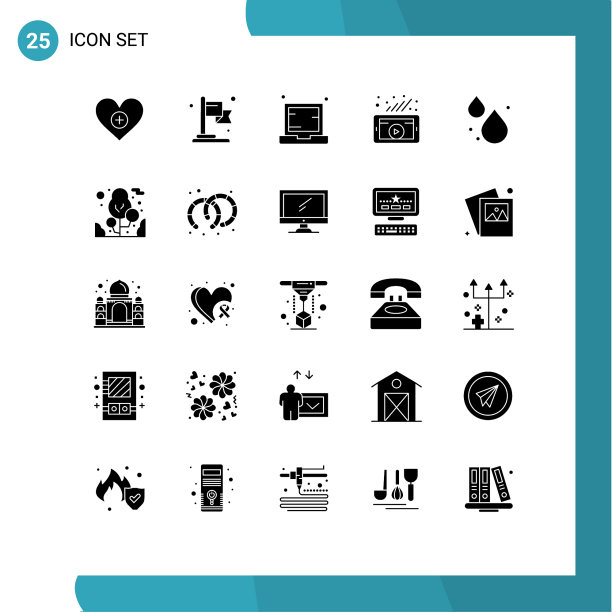 包25个创意固体符号下垂的社会图片下载