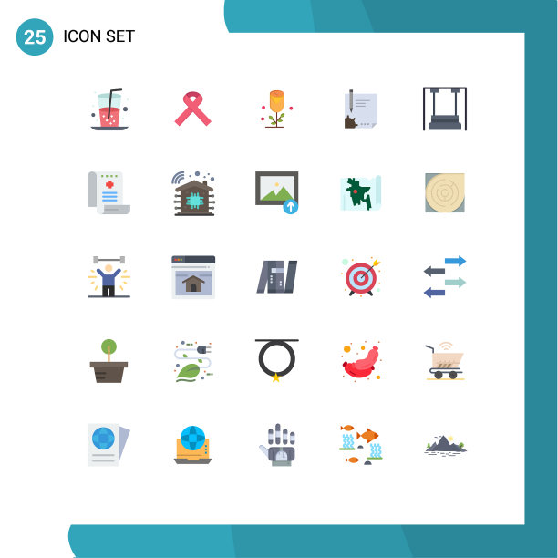 25个主题平色和可编辑的符号图片下载