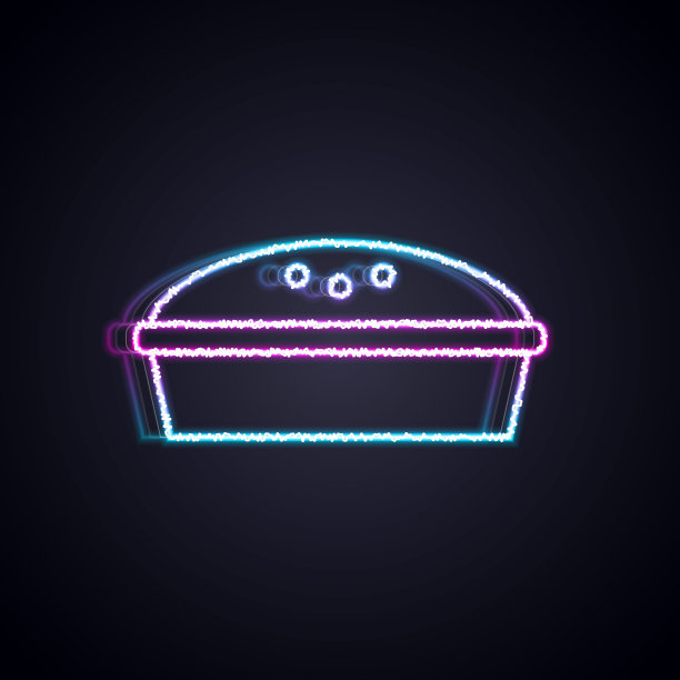 发光的霓虹灯线自制派图标孤立在黑色背景。向量图片下载