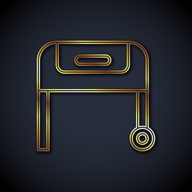 金色线烤肉架图标孤立在黑色背景。烧烤烧烤聚会。向量图片下载