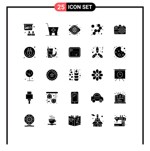 设置25个现代UI图标符号符号插头图片下载