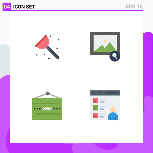 设置4个平面图标在网格上打开浴室图片下载