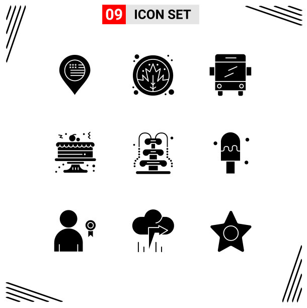 打包9个创意固体字形水上公园巴士图片下载