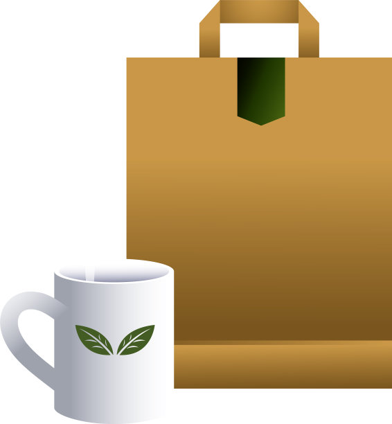 包纸和杯子陶瓷白色的品牌形象图片下载