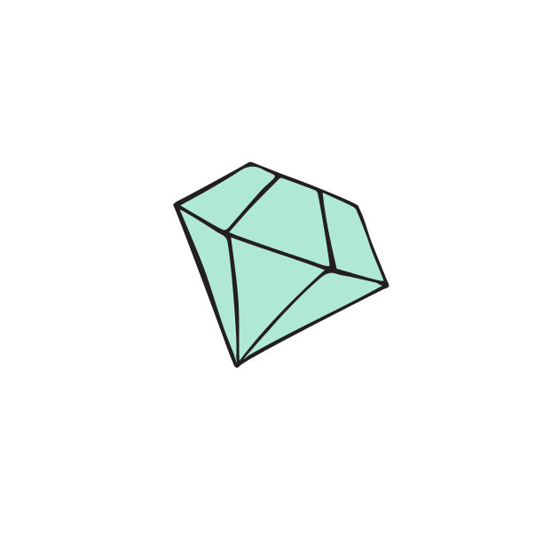 矢量手绘涂鸦素描薄荷蓝钻石图片下载