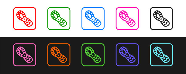 人脚印鞋图标隔离在黑白背景上。鞋鞋底。向量图片下载