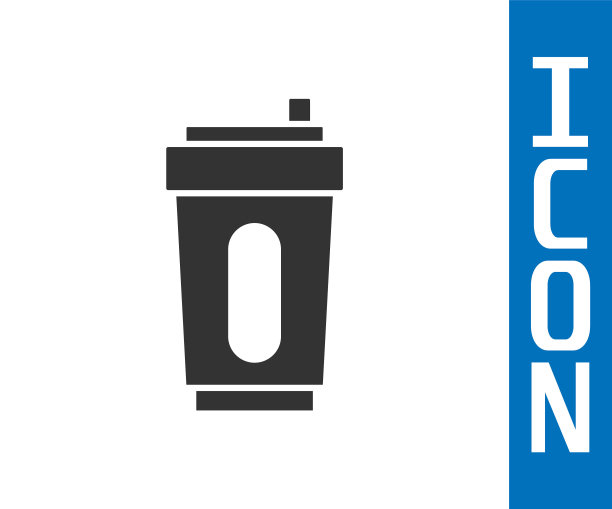 灰色运动瓶与水图标孤立在白色背景。向量图片下载