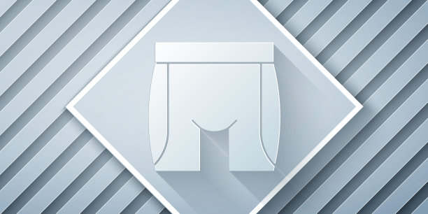 剪纸自行车短裤图标孤立在灰色背景。纸艺术风格。向量图片下载