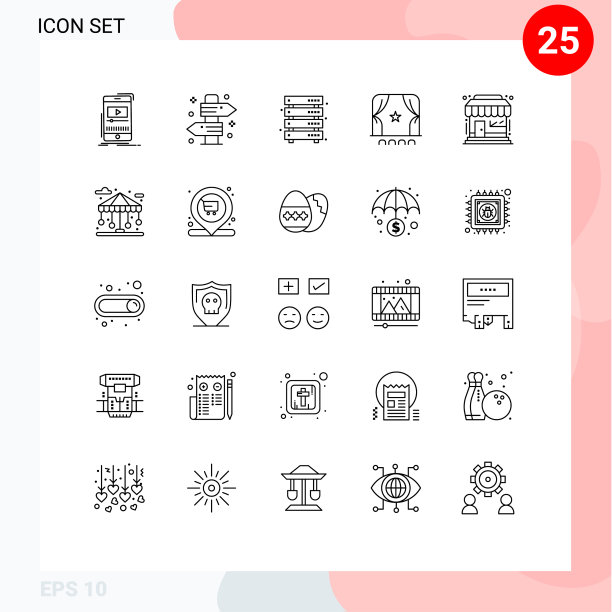 象形文字设置25条简单的线条拥挤图片下载