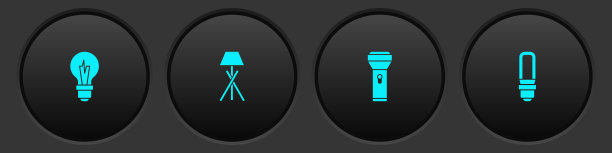设置灯泡，落地灯，手电筒和LED图标。向量图片下载