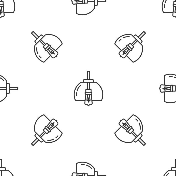 灰色线吊灯图标隔离无缝模式上的白色背景。向量图片下载