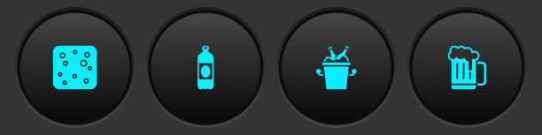 设置啤酒泡沫，塑料啤酒瓶，瓶子在冰桶和木制马克杯图标。向量图片下载