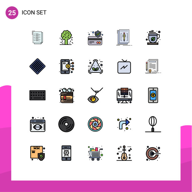 象形文字设置25条简单填充线平图片下载