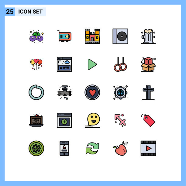 25主题填充线平面颜色和可编辑图片下载