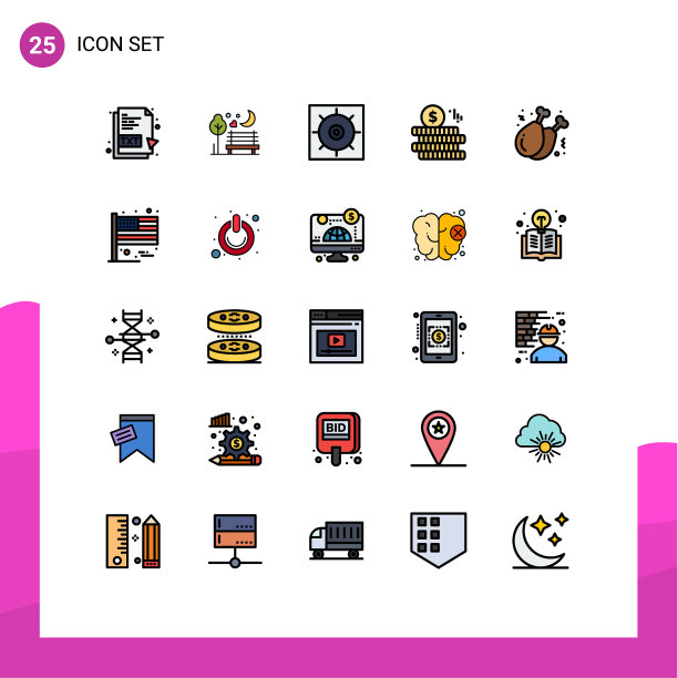 在网格上设置25个填充线平面颜色图片下载