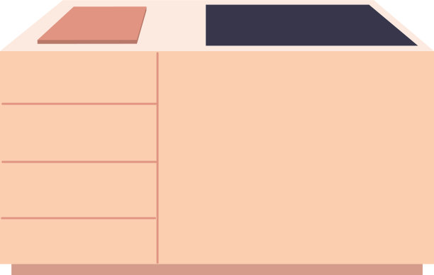 带抽屉的木制厨房台面图片下载
