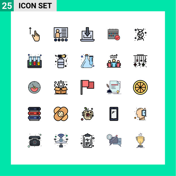 组25现代填充线平面颜色集图片下载