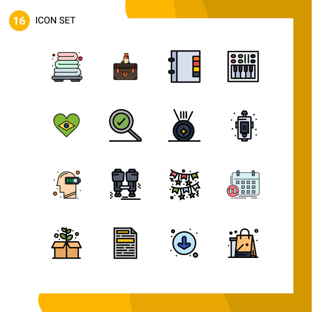 设置16商业平面彩色填充线条包图片下载