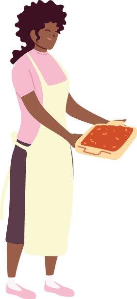 年轻的厨师手里拿着围裙和晚餐图片下载