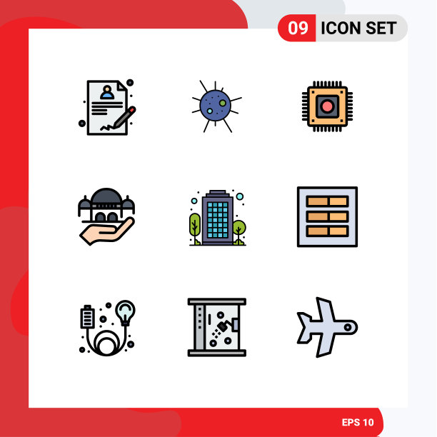 象形图设置9个简单的填充线平色图片下载