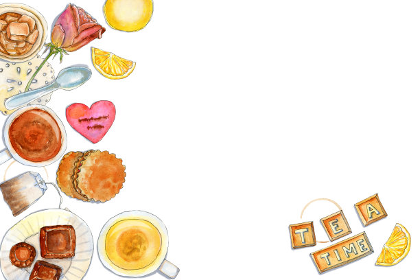 黄褐色水平平铺茶叶时间传单模板图片下载