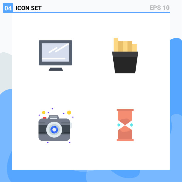 4个主题平面图标和可编辑的符号图片下载